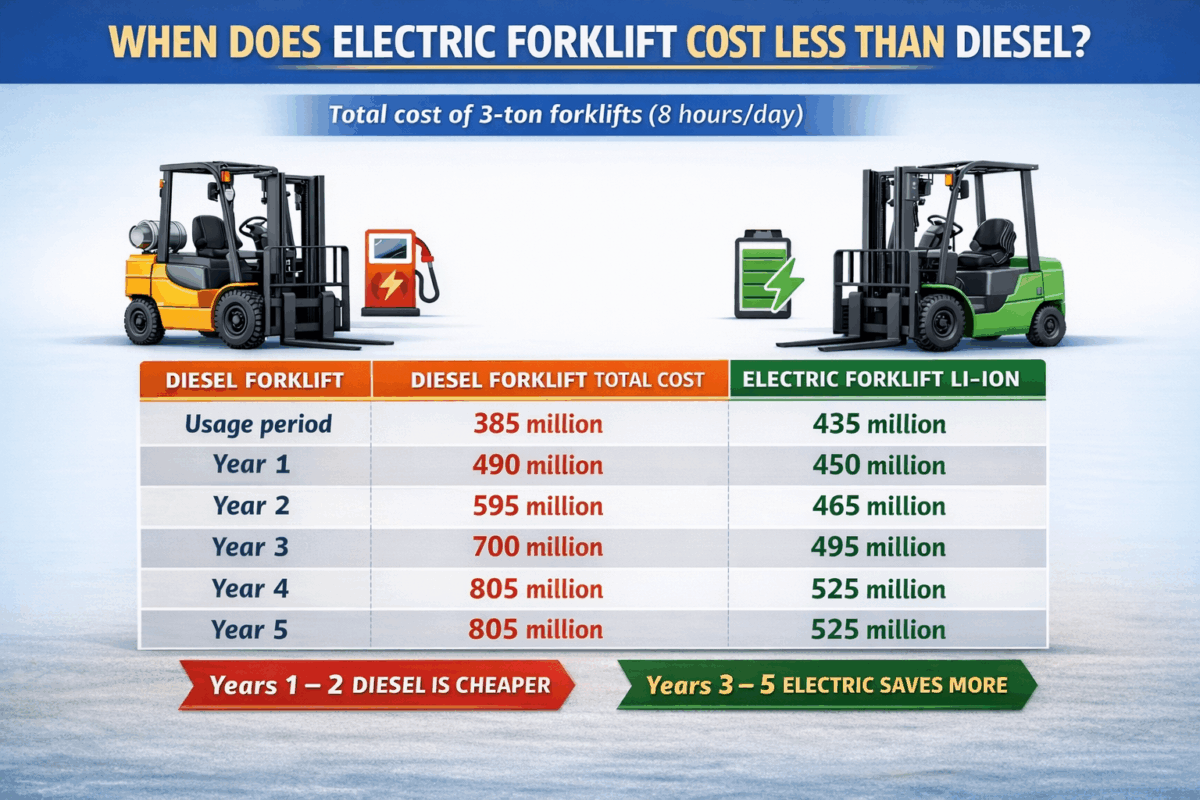 Should You Choose a 3-Ton Diesel Forklift or a 3-Ton Electric Li-ion Forklift?
