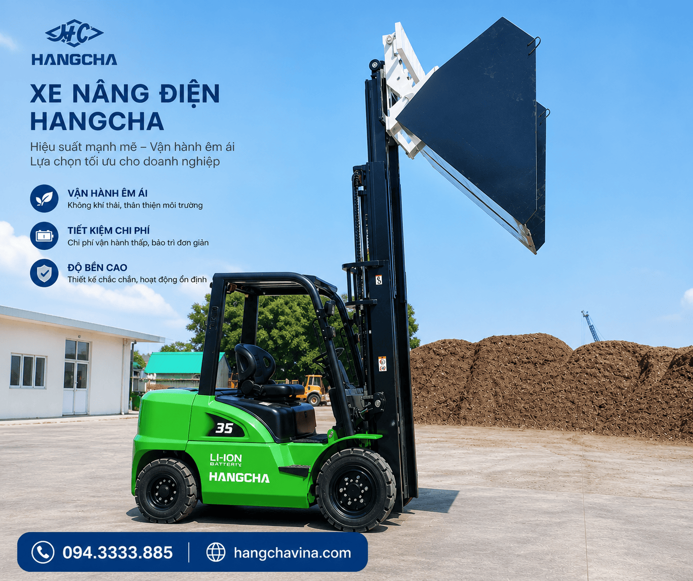 Xe nâng gầu xúc làm cho ngành viên nén gỗ (1)